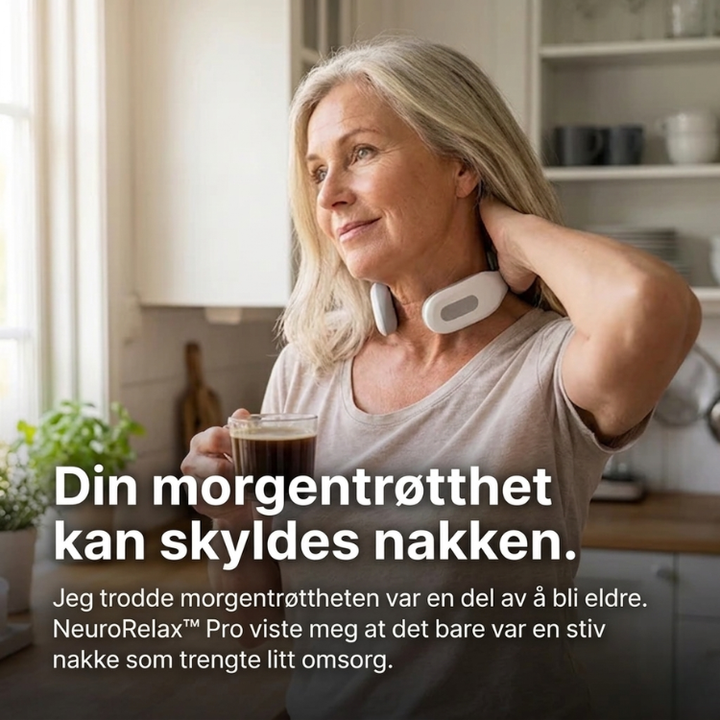 Ergonomisk nakkemassasjeapparat med TENS, EMS og varme for muskelavslapning.