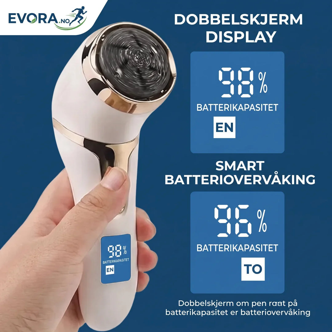 Skap et hjemmespa med denne elektriske fotfilen. Fjerner effektivt hard hud og forbedrer fotens skjønnhet.