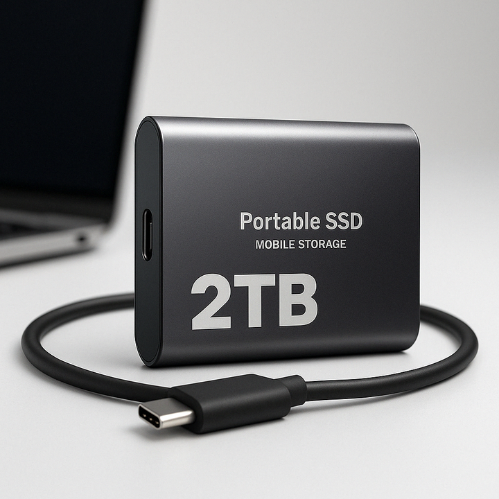 Bærbar 2TB ekstern SSD med USB-C. Ultra-rask dataoverføring og sikker lagring for alle enheter.