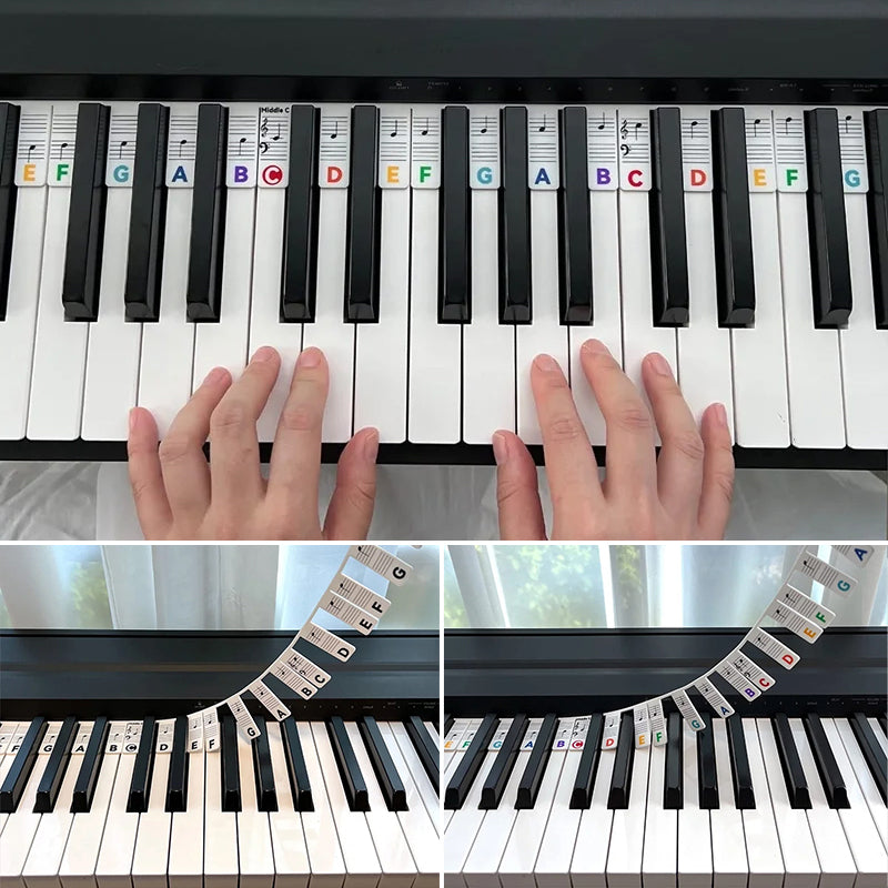 Fleksible silikonnoter til klaviatur, en praktisk klaviaturhjelp for å lære piano enkelt og effektivt.