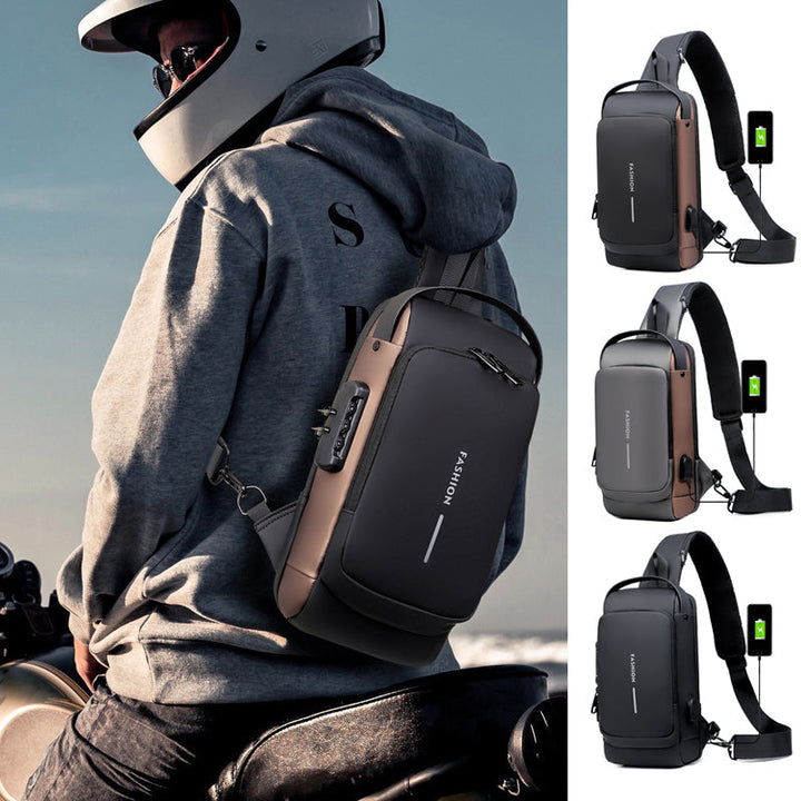 Unisex anti-tyveri slingveske med USB-lading. Sikker og praktisk for sport og reise.