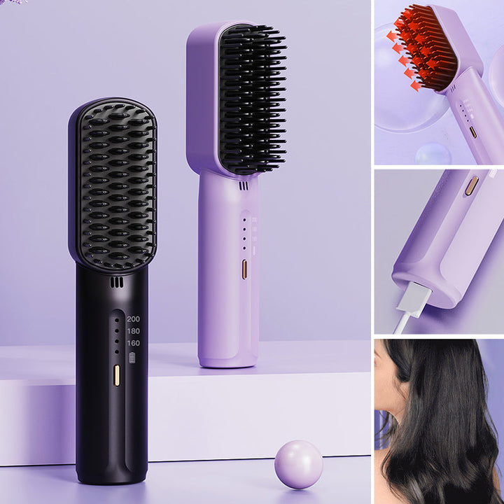 Frizzfri hårstyling med denne bærbare ioniske rettetangkammen.
