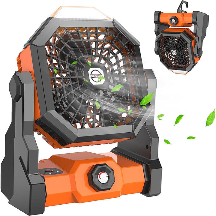 Bærbar USB-vifte med integrert LED-lys. Perfekt for camping, piknik og utendørs eventyr.