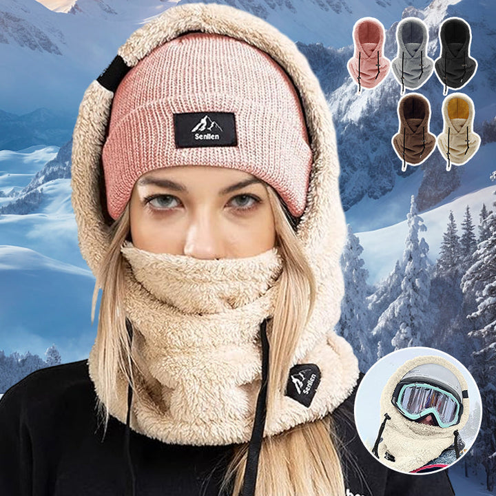 Myk unisex balaklava med hette. Perfekt for utendørs vinteraktiviteter, fottur og beskyttelse.