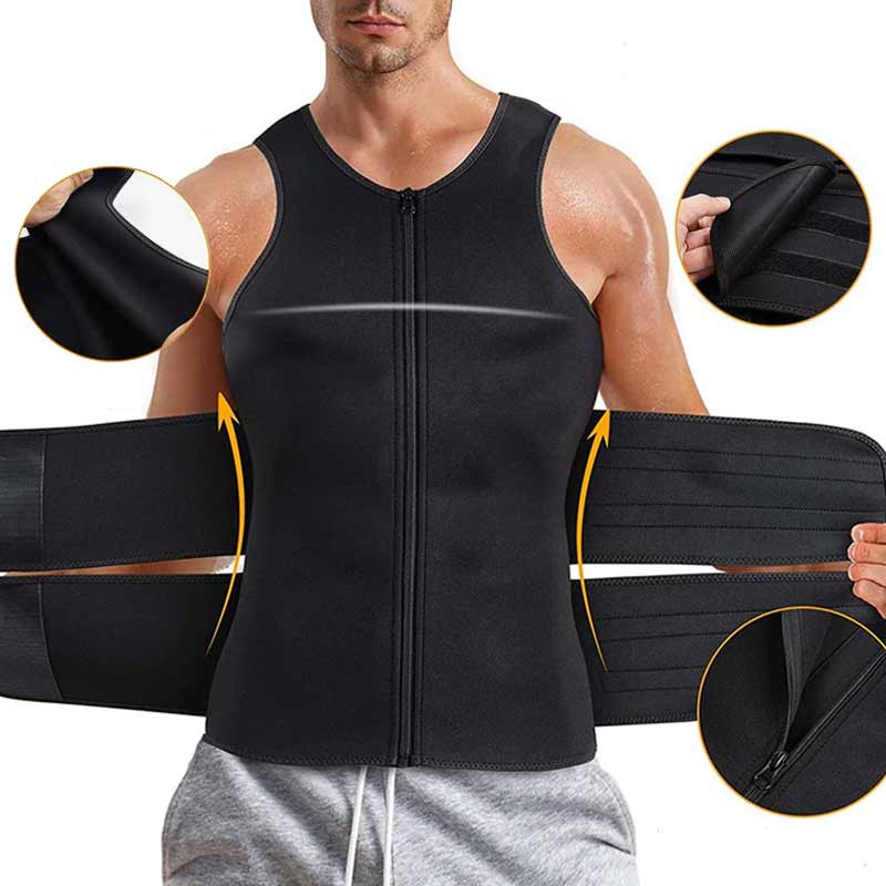 Grå polyuretanplast svettevest for menn, ideell for trening, slanking og økt svetteproduksjon.