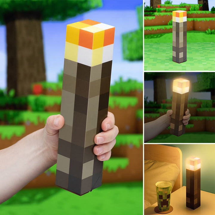 Minecraft fakkellampe for barn og voksne. Sikker LED-belysning og en populær leke.