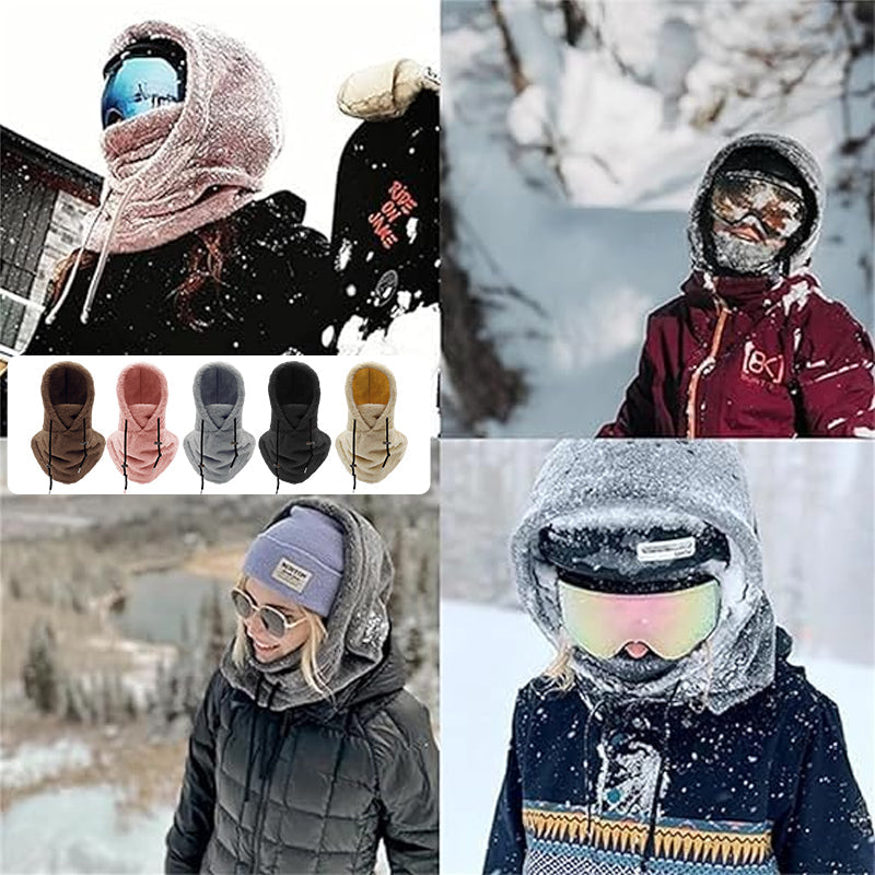 Varm sherpa skimaske for ski og snowboard. Komfortabel hette beskytter hode, ansikt og hals.