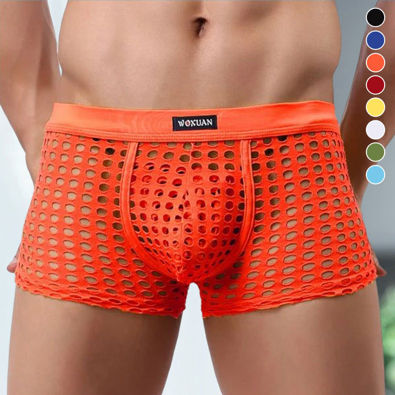 Gjennomsiktige herretruser i sort netting. Komfortabelt og sexy menns undertøy for motebevisste.