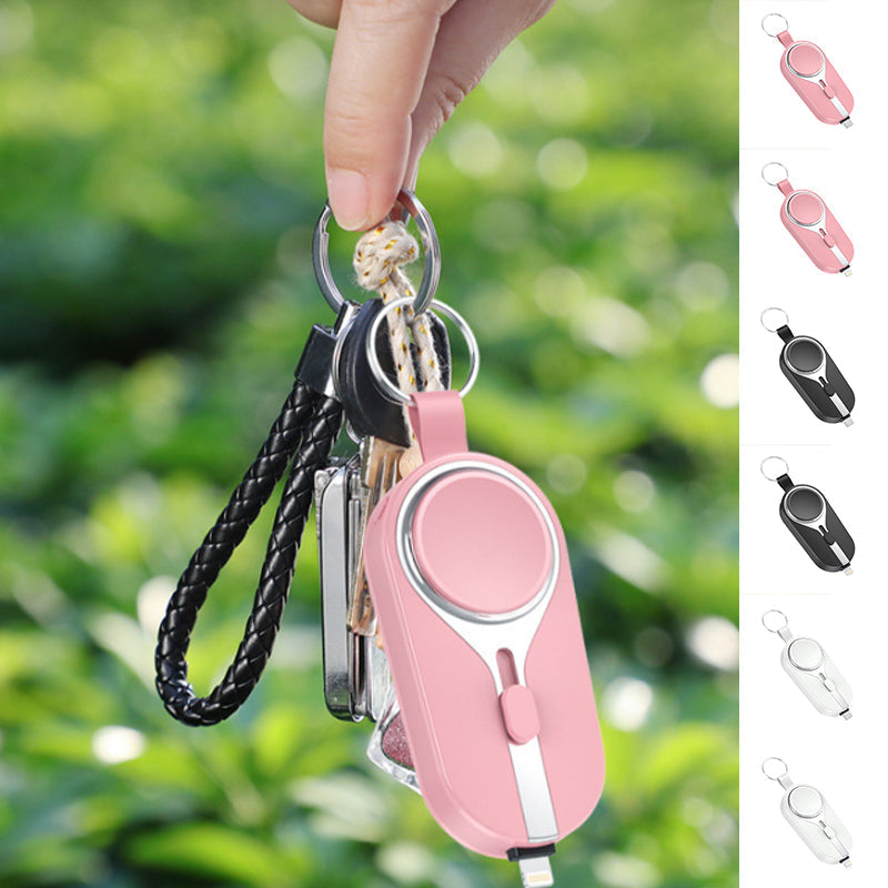 Nøkkelring powerbank, en smart reiselader. Nødstrøm til smartklokke og mobiltelefon i kompakt design.