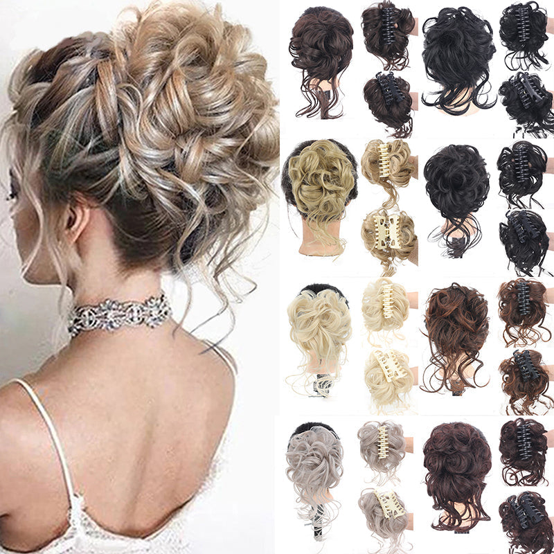 Syntetisk hårforlenger for hestehalebolle. Gir fylde og en elegant updo frisyre for kvinner.