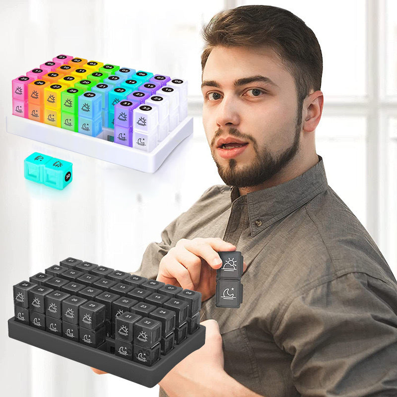 Slitesterk 31-dagers pilleboks designet for enkel og sikker medisinorganisering.