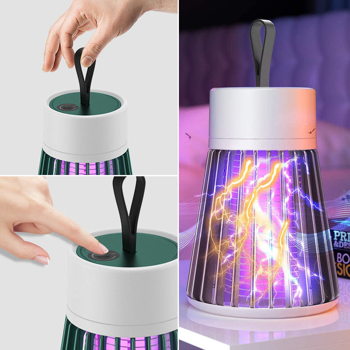 USB-oppladbar mygg- og fluemorderlampe med blått lys for stille og effektiv fangst.