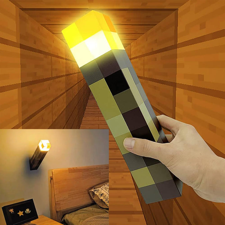 Minecraft Fakkellampe LED, flott for belysning i ethvert gamer-interiør. Unik og gjenkjennelig.