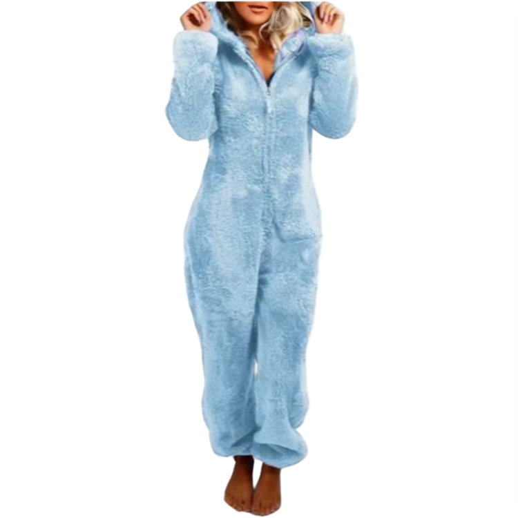 Dame jumpsuit for hjemmebruk, koselig og varm helfigur pysjamas. Perfekt for innekos og avslapning.