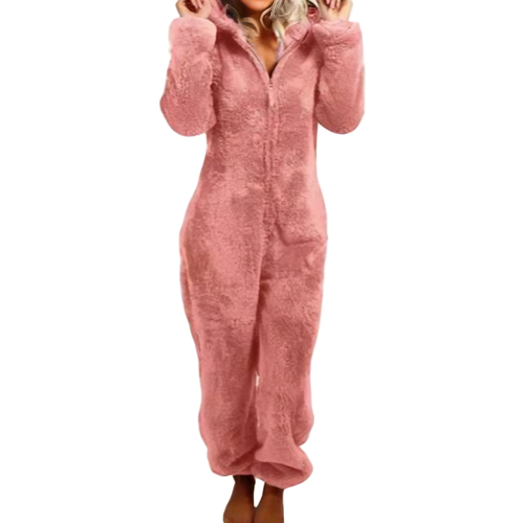 Moderne dame jumpsuit, varm og koselig one-piece for hjemmebruk. Perfekte hjemmeklær for avslapning og hygge.