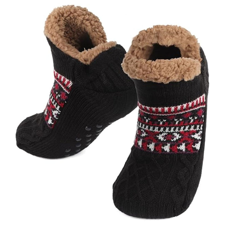 Grå unisex sokker med mykt fleecefôr og sklisikre pigger under sålen, for sikkerhet innendørs.