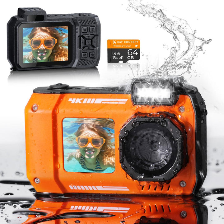 Robust vanntett digitalkamera for utendørs eventyr. Perfekt for undervannsfotografering med 48MP og selfie-skjerm.