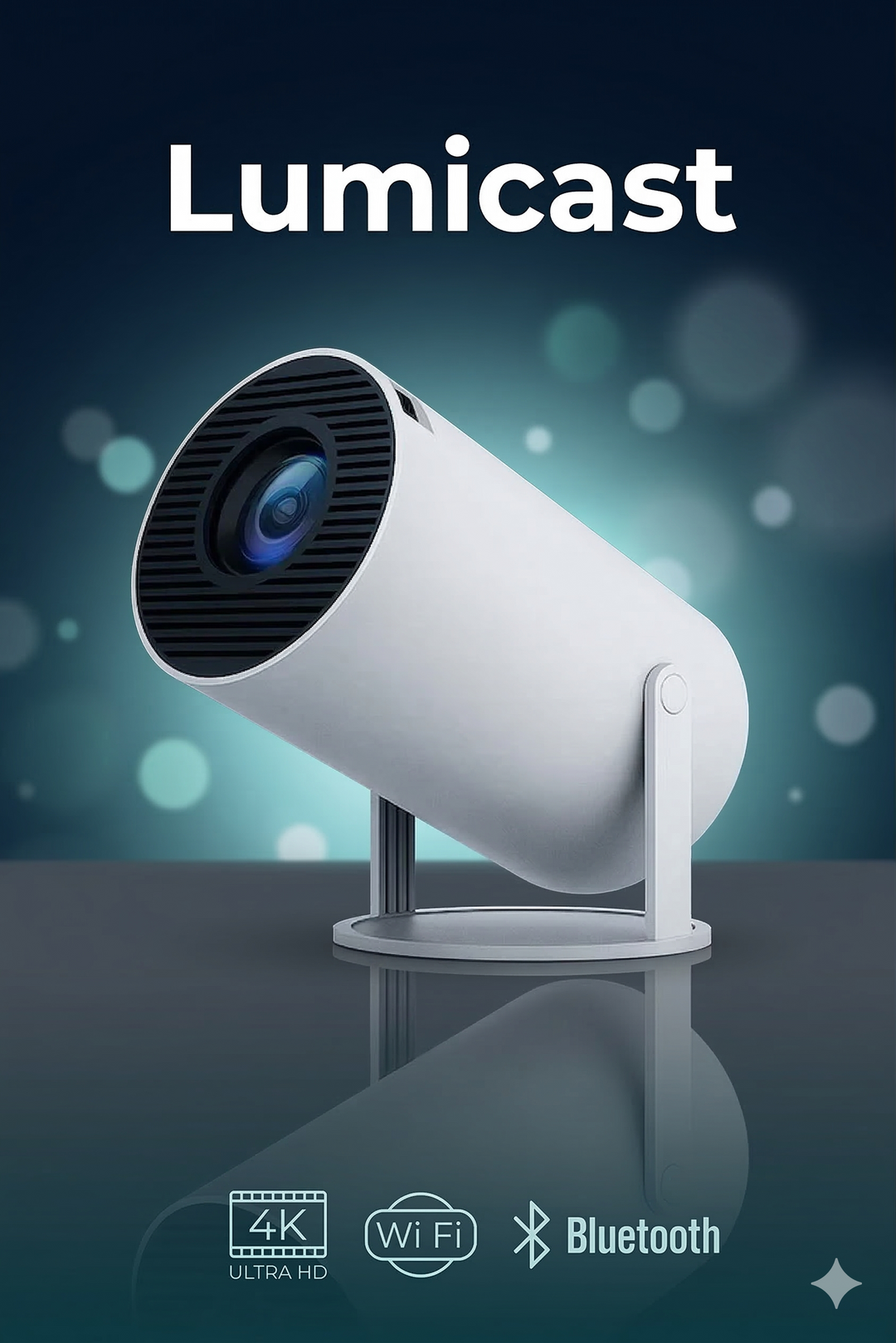 Bærbar miniprojektor med WiFi og Bluetooth, ideell for hjemmekino, filmkveld og trådløs underholdning.
