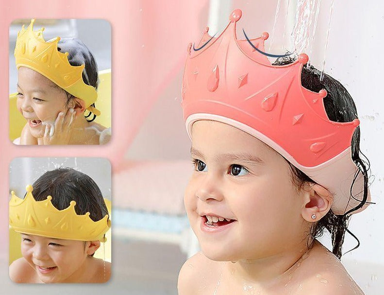 Sikker og tårefri bading med justerbar krone badehette for baby og små barn.