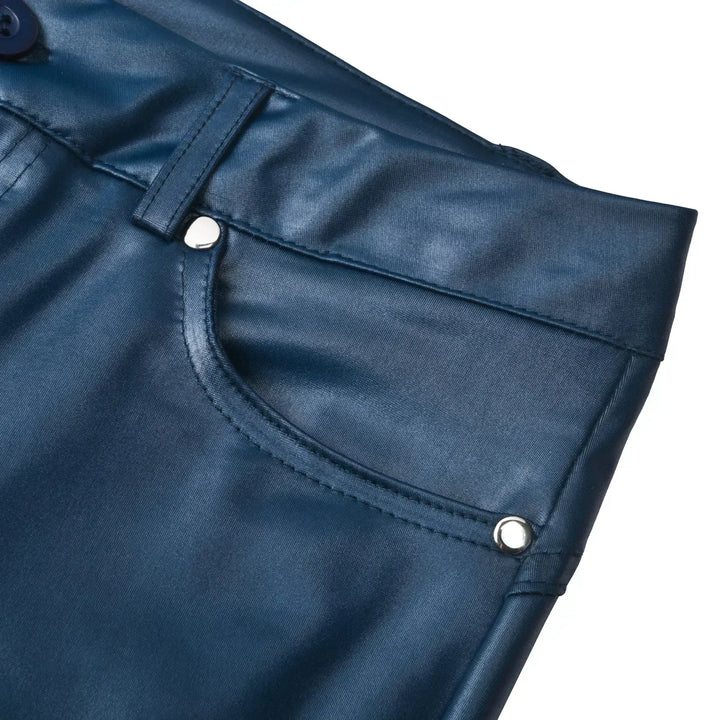 Komfortable dame kunstskinnbukser med stretch, høy midje og slim fit. Ideelle for allsidig bruk i hverdagen.