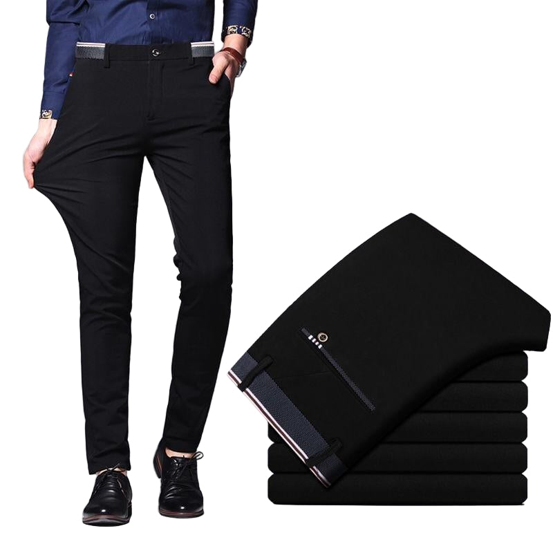 Herre slim fit stretch bukser i tidløst design, perfekt for både formelle og uformelle anledninger.