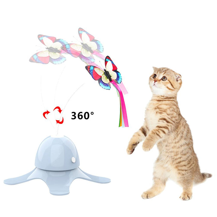 Automatisk katteleke med dansende sommerfugl som fanger kattens oppmerksomhet. Perfekt for aktivisering.