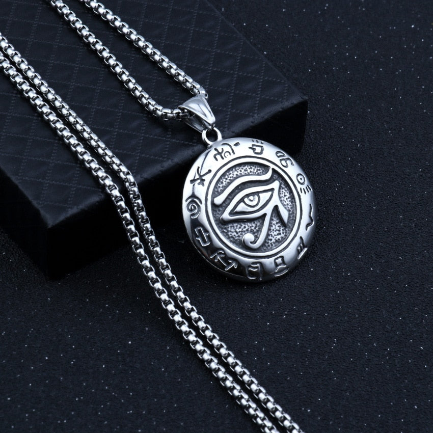 Elegant Horus øye anheng, unisex smykke i rustfritt stål for beskyttelse. Egyptisk design.