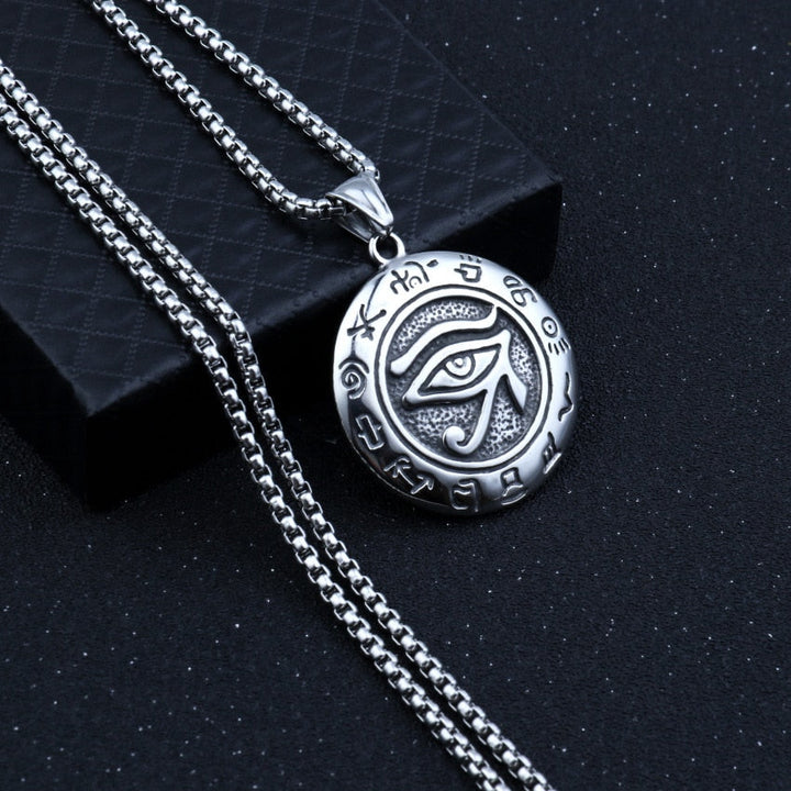 Elegant Horus øye anheng, unisex smykke i rustfritt stål for beskyttelse. Egyptisk design.