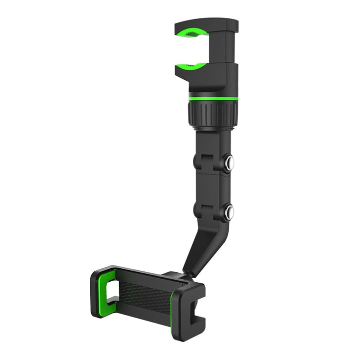 Robust telefonholder til ryggespeil med klemme og full 360° rotasjon for bilutstyr.