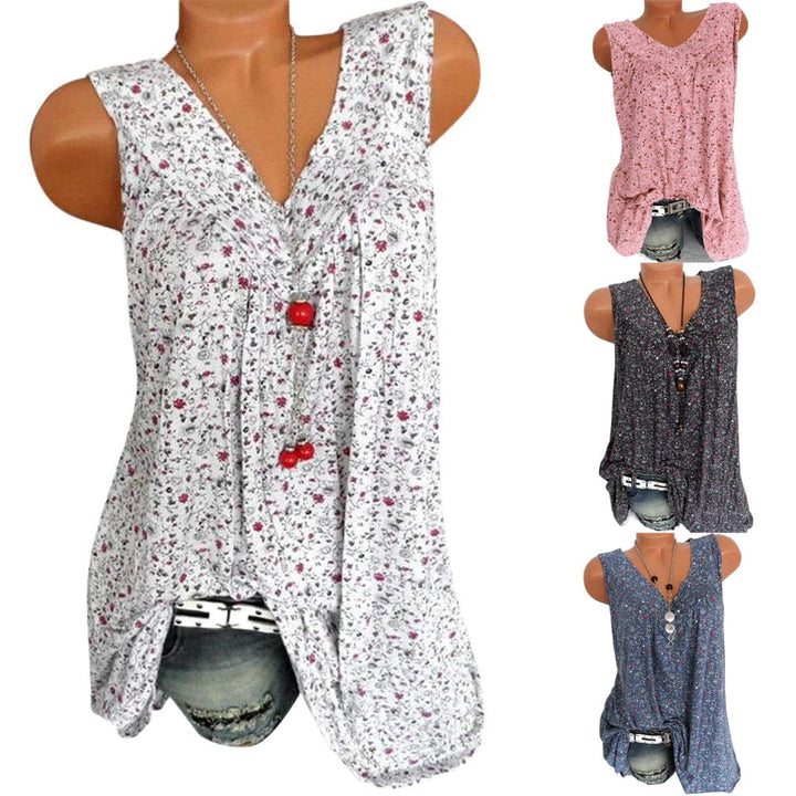 Sommerlig dame V-hals topp i lettvekt design, perfekt som casual t-skjorte for damer.