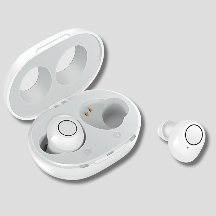 Kompakte, oppladbare in-ear høreapparater for klar lyd, forbedret hørsel og enkel hverdagsbruk.