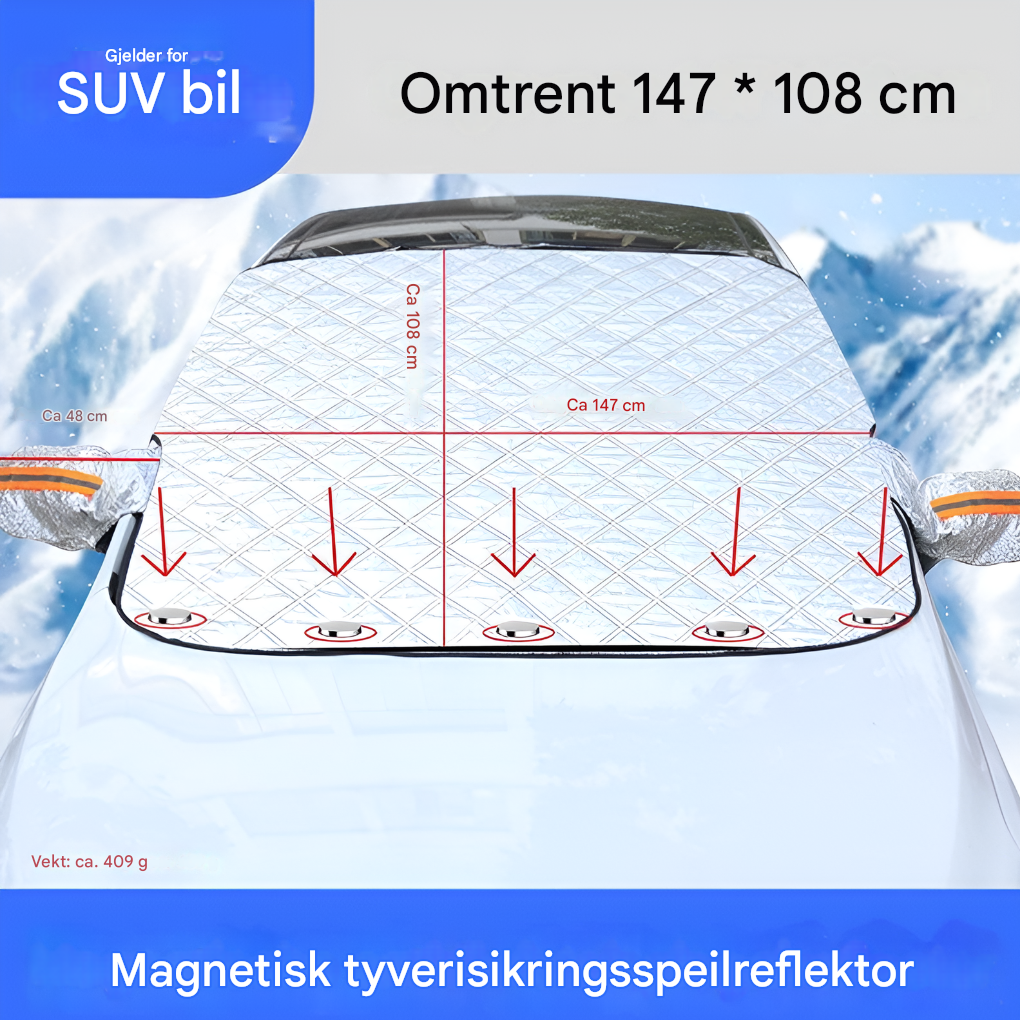 Magnetisk frontrutebeskytter for bil. Universal frostbeskytter til frontrute, enkel å montere.
