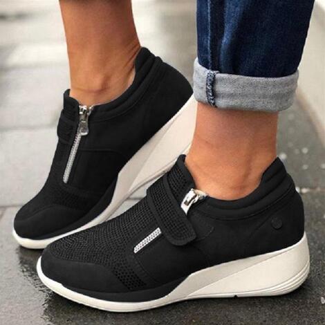 Stilige hverdags-sneakers for kvinner, komfortable med enkel glidelåslukking.