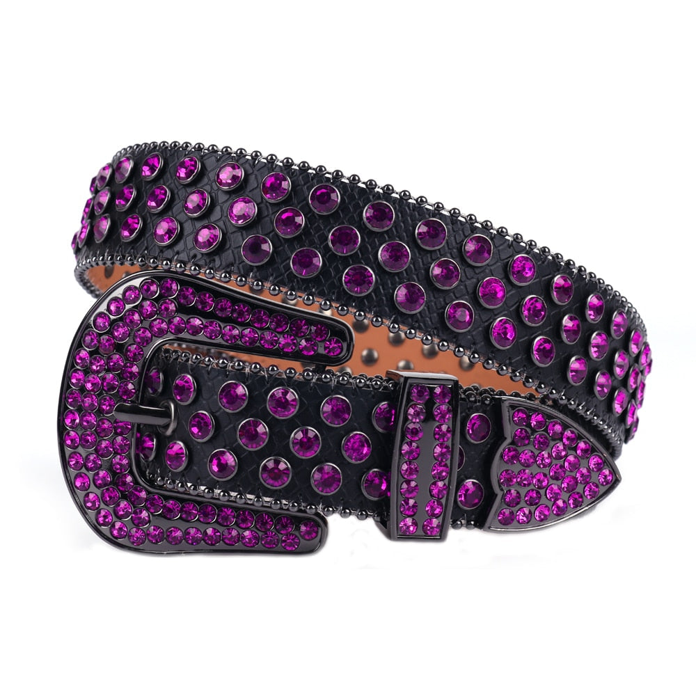 Glitrende unisex belte med store rhinestones, perfekt for et statement-antrekk.