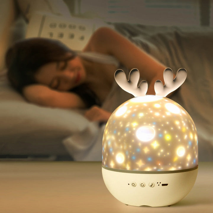 Stjernehimmel projektorlampe lyser opp et rom med galakse, skaper stemningslys for soverom.