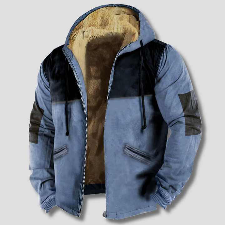Komfortabel menns vår/høst jakke i polyester. Allsidig hettejakke med grafisk trykk for fritid og stil.