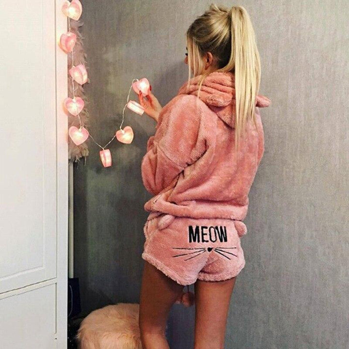 Varmt "Meow" pyjamasett for barn, perfekt for avslapning; komfortabelt hjemmeklær.