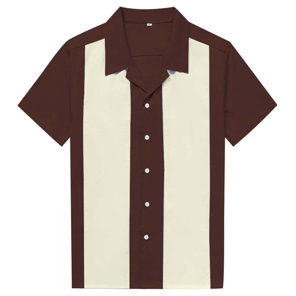 Behagelig kortermet bomullsskjorte for menn. Stripete design, perfekt som casual fritidsskjorte.