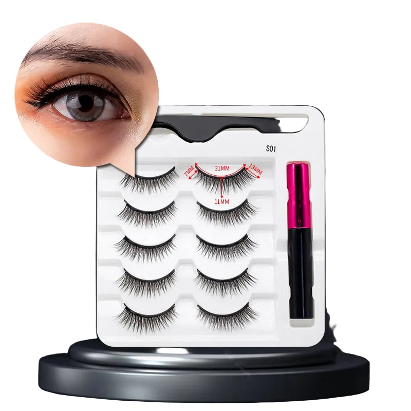 Magnetiske øyevipper & eyeliner sett for kvinner. Limfri, enkel påføring gir glamourøse øyne.