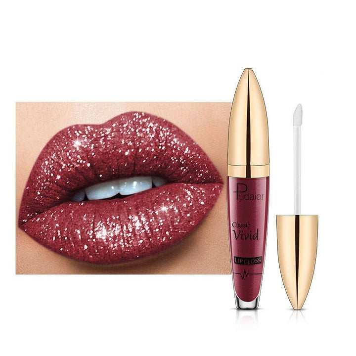 Fuktighetsgivende og skinnende glitter lipgloss for en glamorøs look.