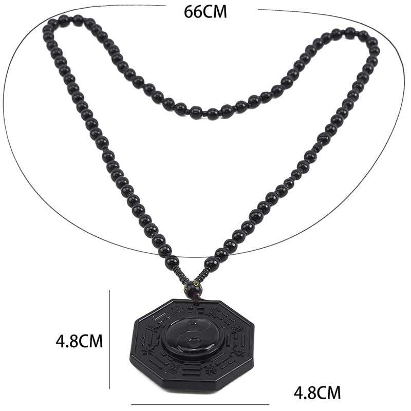 Obsidian yin yang halskjede for velvære. Gir ro, beskyttelse og åndelig balanse.
