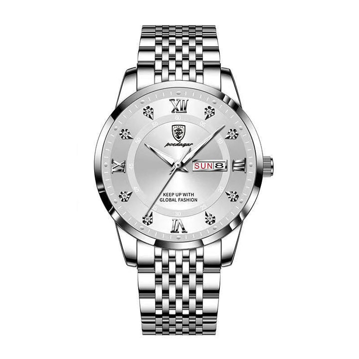 Mote herreklokke i rustfritt stål. Elegant design, tidløst kvarts armbåndsur.