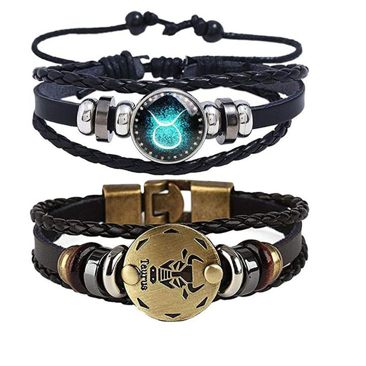 Dame armbånd med ditt stjernetegn, i flerlags PU-skinn. Trendy astrologi smykke.