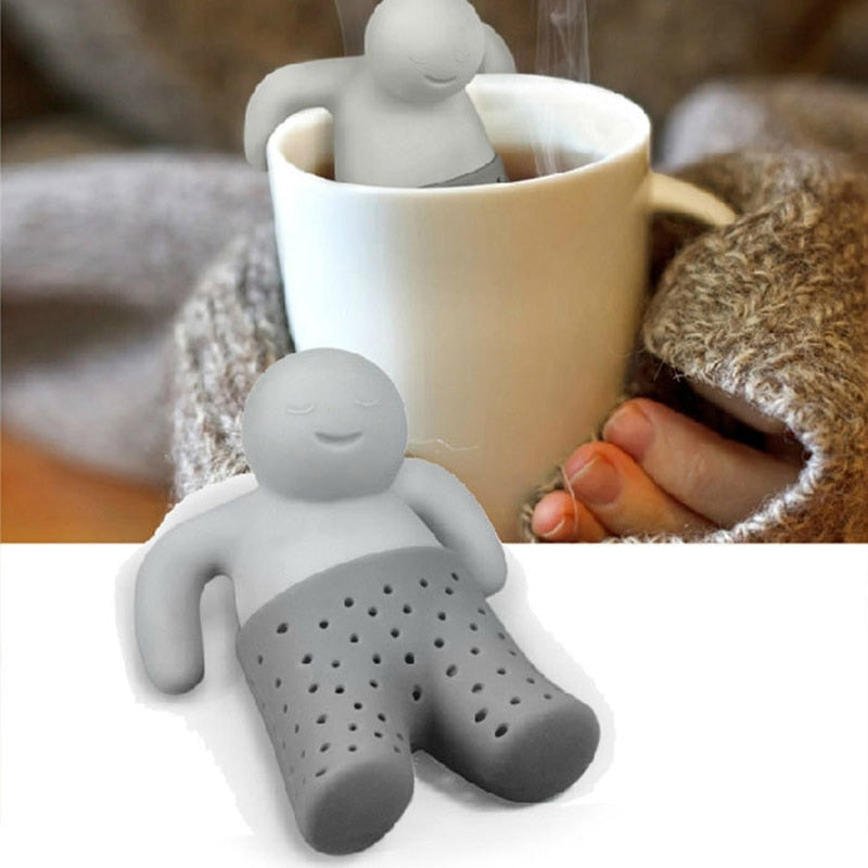 Kreativ og morsom teholder Mr. Teinfuser i silikon for den perfekte koppen te.