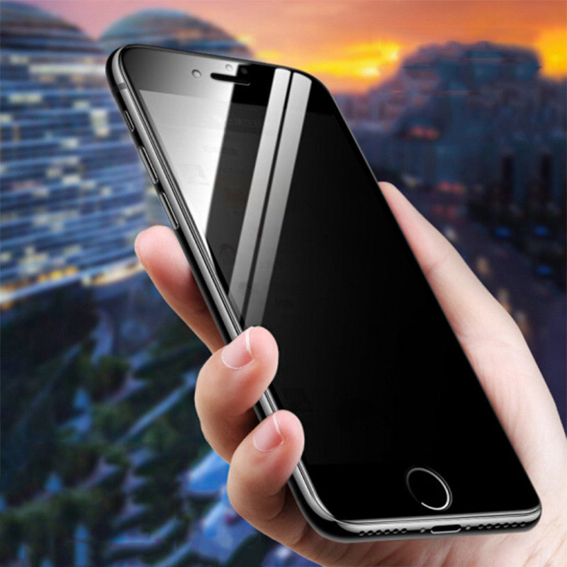 Antispion skjermbeskytter i herdet glass til iPhone, viser usynlighet fra sidene.