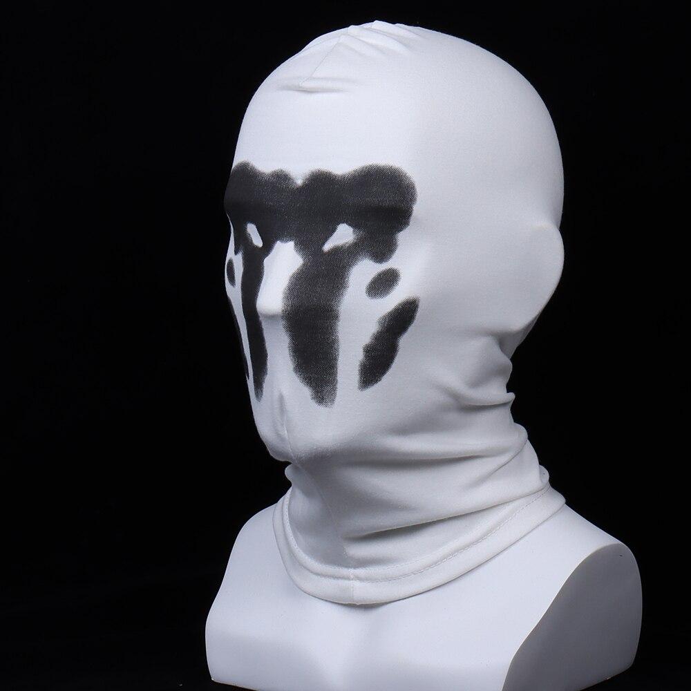 Voksen Rorschach maske med dynamiske blekkflekker, perfekt for cosplay, Halloween og temafester.