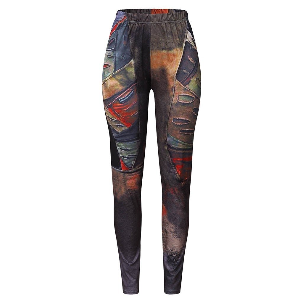 Retro tie-dye leggings for kvinner med høy midje, komfortable for fritid og hverdagsbruk.
