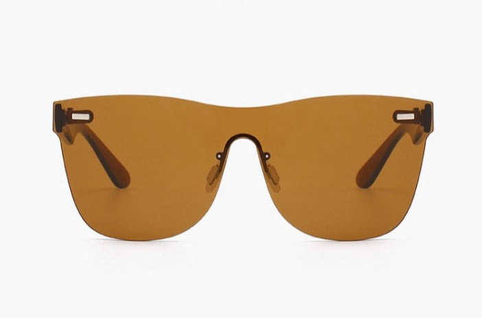 Trendy kantløse unisex solbriller med fargerike speilglass, ideelle for motebevisste.