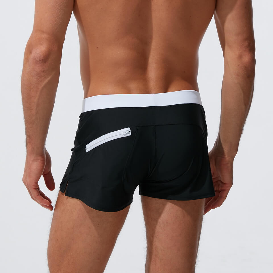 Hurtigtørkende badeshorts for menn, ensfarget og slitesterkt badetøy.