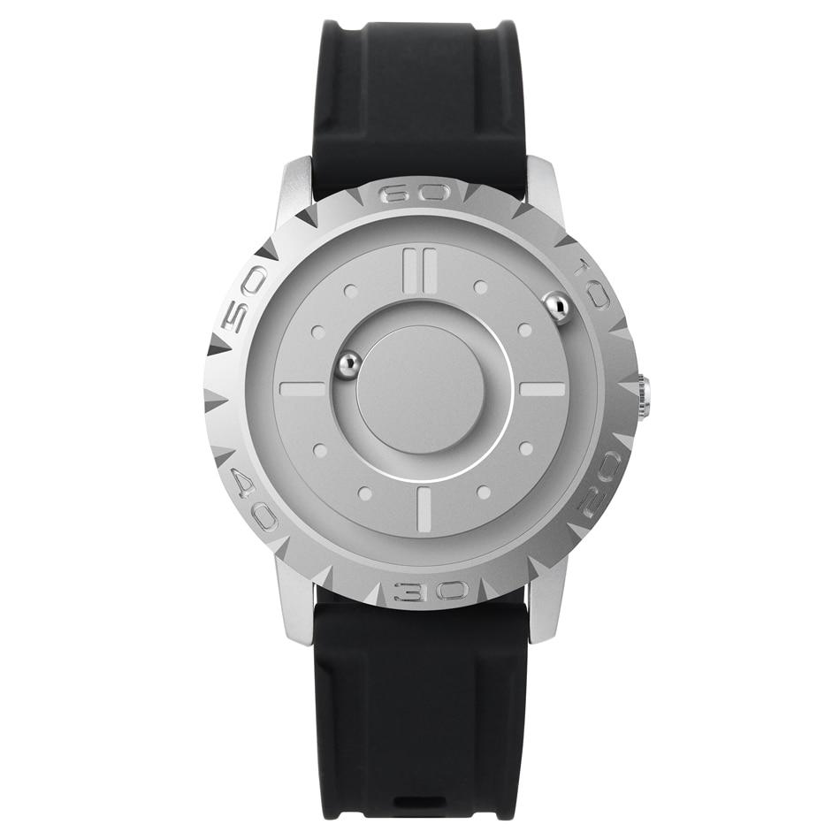 Nærbilde av Menns Magnetisk Ballklokke med innovativ tidsvisning, stilig armbåndsur for menn.